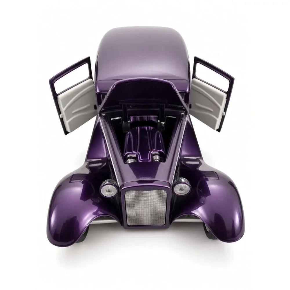 1932 Ford Model A Sedan Diecast Car Purple Custom Hot Rod 1:24 Scale Chrome